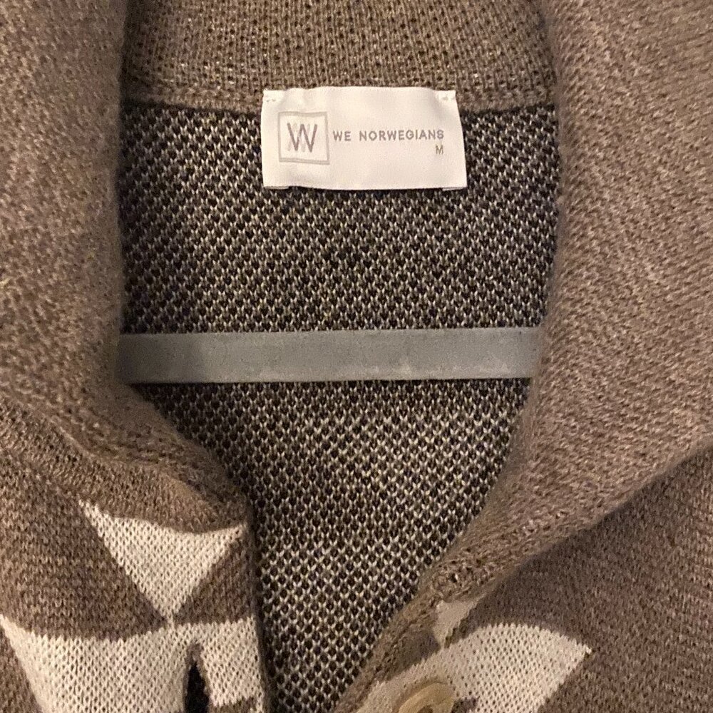 We Norwegians woman's Háldi tan brown wool cardigan sweater w/ belt sz medium - Picture 2 of 5